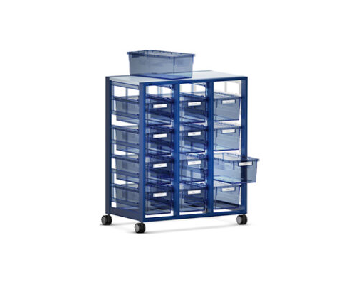SpaceWalk, Single-Sided Mobile Storage, Triple Book, Certwood Bins, WxD 80.9x48.3
