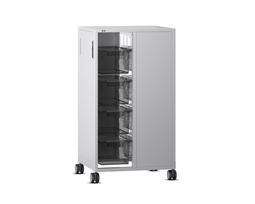 SpaceWalk, Double-Sided Mobile Storage, Double Alternating, Certwood Bins, WxD 54.6x48.3